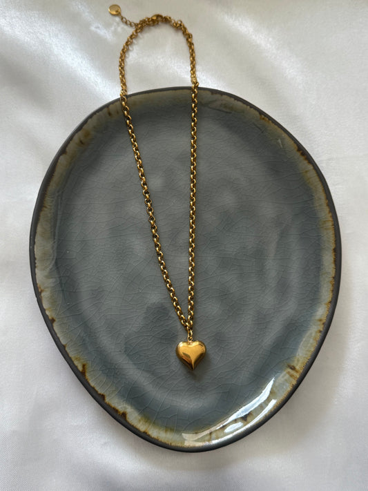 ‘CHUNKY HEART’ ketting - goud/zilver