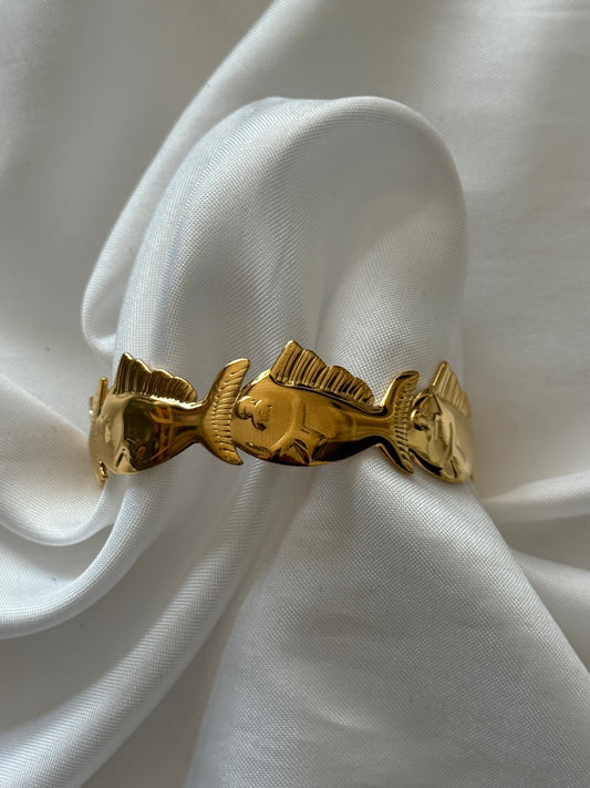 ‘BIG FISH’ bangle - goud/zilver
